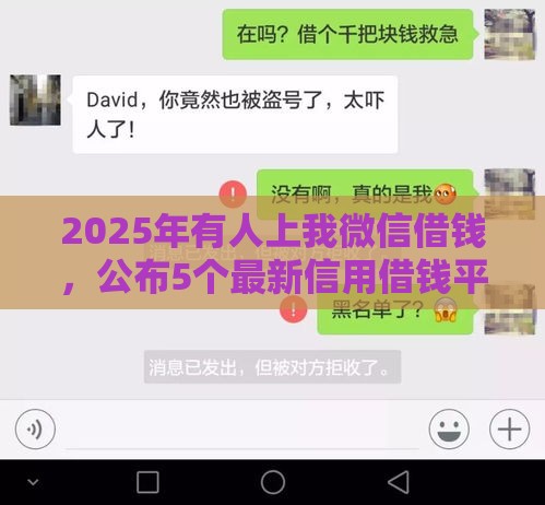 2025年有人上我微信借钱，公布5个最新信用借钱平台