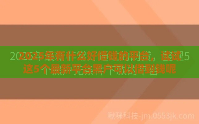 2025年有什么好借钱的平台，试试这5个最新平台黑户可以借到钱呢