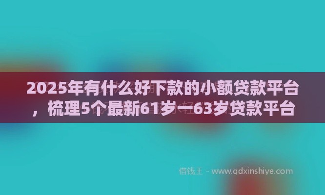 2025年有什么好下款的小额贷款平台,梳理5个最新61岁一63岁贷款平台 2025年有什么好下款的小额贷款平台,梳理5个最新61岁一63岁贷款平台