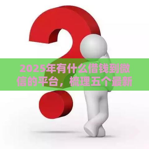 2025年有什么借钱到微信的平台，梳理五个最新微信里的贷款平台