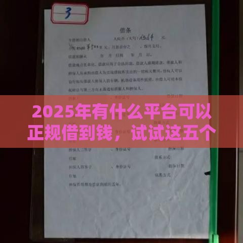 2025年有什么平台可以正规借到钱，试试这五个最新征信花了小额贷款正规平台