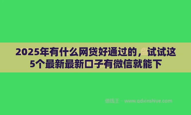2025年有什么网贷好通过的，试试这5个最新最新口子有微信就能下