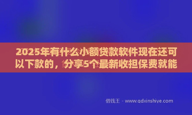 2025年有什么小额贷款软件现在还可以下款的，分享5个最新收担保费就能下款的口子
