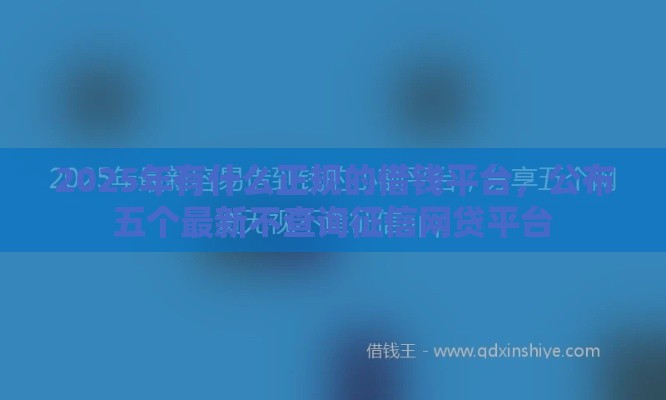 2025年有什么正规的借钱平台，公布五个最新不查询征信网贷平台