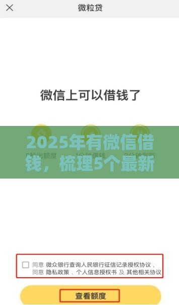 2025年有微信借钱，梳理5个最新网上正规贷款平台