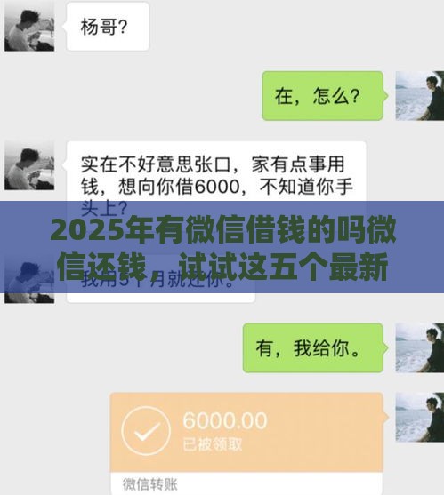 2025年有微信借钱的吗微信还钱，试试这五个最新贷款申请平台