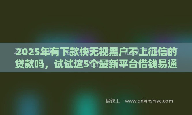 2025年有下款快无视黑户不上征信的贷款吗，试试这5个最新平台借钱易通过不看征信