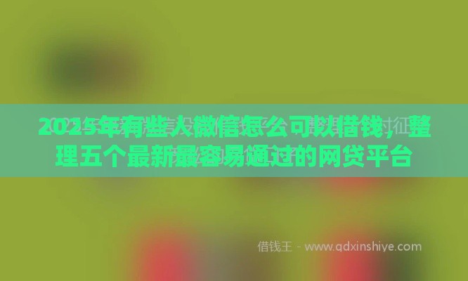 2025年有些人微信怎么可以借钱，整理五个最新最容易通过的网贷平台