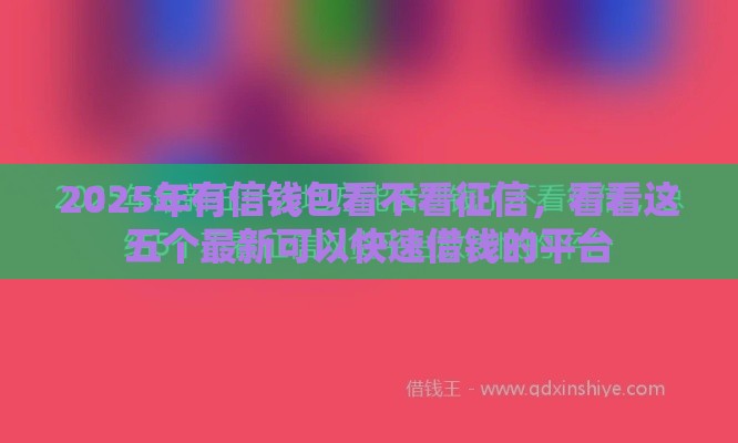 2025年有信钱包看不看征信，看看这五个最新可以快速借钱的平台