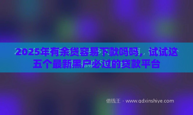 2025年有余贷容易下款吗吗，试试这五个最新黑户必过的贷款平台