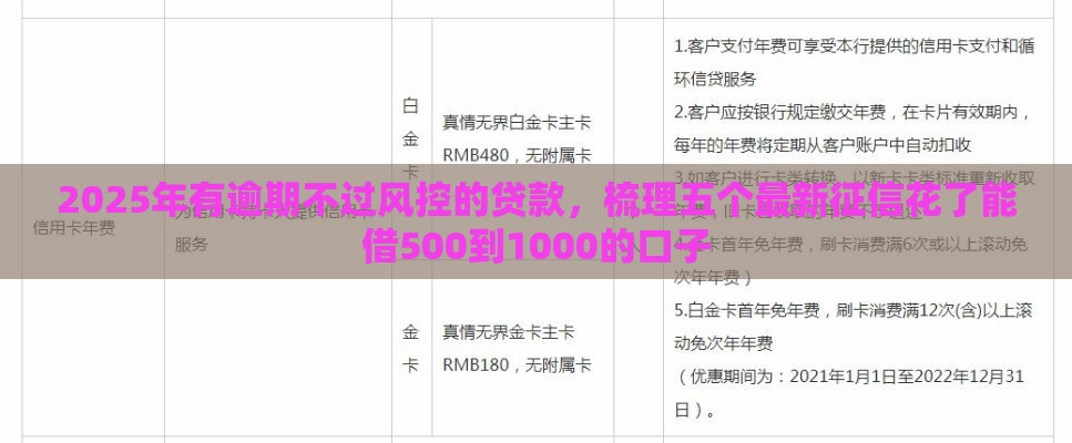 2025年有逾期不过风控的贷款，梳理五个最新征信花了能借500到1000的口子