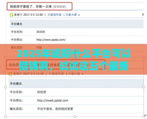 2025年逾期什么平台可以借钱啊，试试这五个最新不需要征信的借款平台