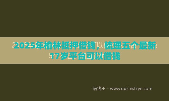 2025年榆林抵押借钱，梳理五个最新17岁平台可以借钱