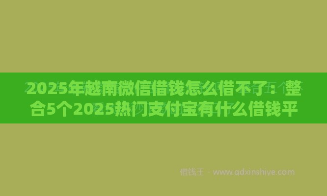 2025年越南微信借钱怎么借不了：整合5个2025热门支付宝有什么借钱平台