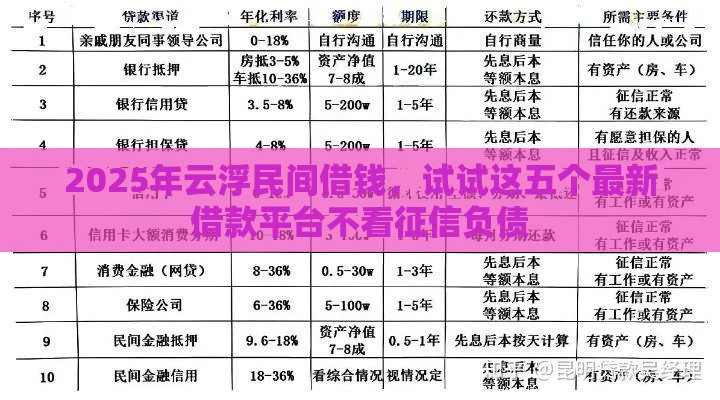 2025年云浮民间借钱，试试这五个最新借款平台不看征信负债