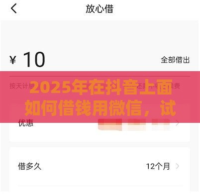 2025年在抖音上面如何借钱用微信，试试这5个最新网贷平台逾期