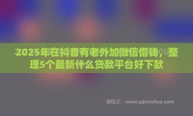 2025年在抖音有老外加微信借钱，整理5个最新什么贷款平台好下款