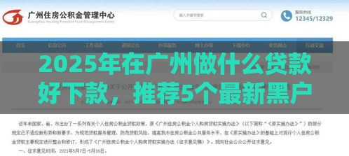 2025年在广州做什么贷款好下款，推荐5个最新黑户短借平台,秒下款还可靠