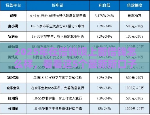 2025年在借钱呗上面借钱怎么样，看看这5个最新新口子30天期限的网贷