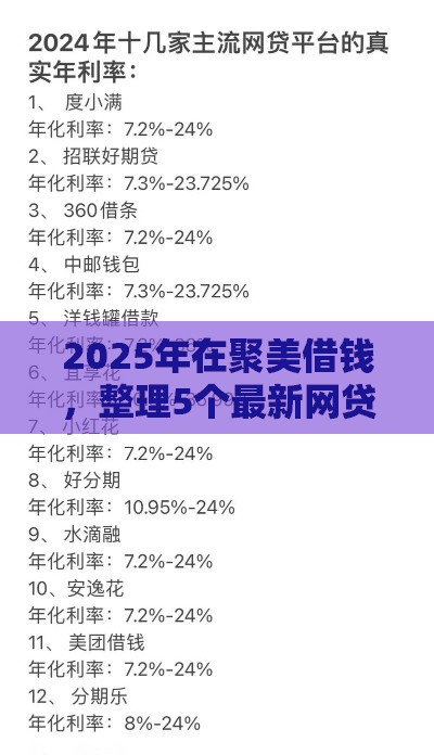2025年在聚美借钱，整理5个最新网贷贷款平台