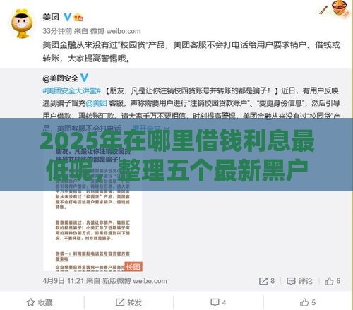 2025年在哪里借钱利息最低呢，整理五个最新黑户花户能下款的平台