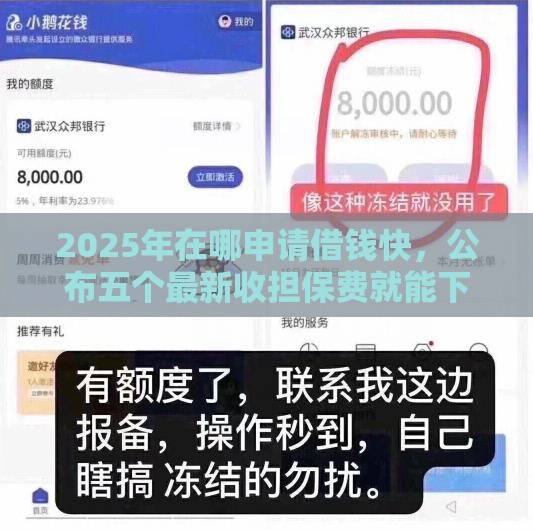 2025年在哪申请借钱快，公布五个最新收担保费就能下款的口子