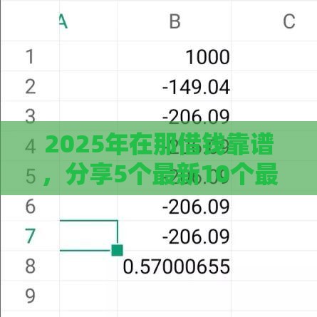 2025年在那借钱靠谱，分享5个最新10个最可靠的网贷平台