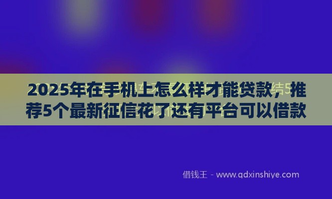2025年在手机上怎么样才能贷款，推荐5个最新征信花了还有平台可以借款