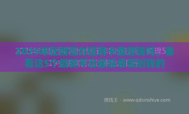 2025年在微信办信用卡能借钱吗,看看这5个最新平台最容易借到钱的 2025年在微信办信用卡能借钱吗,看看这5个最新平台最容易借到钱的