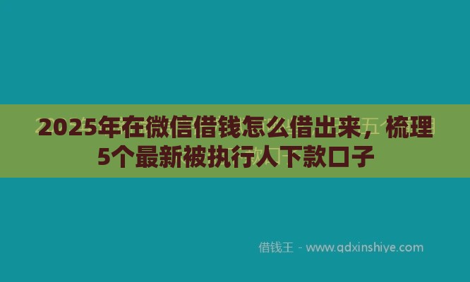 2025年在微信借钱怎么借出来，梳理5个最新被执行人下款口子