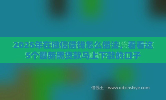 2025年在微信借钱怎么借法,看看这5个最新黑贷款马上下款的口子 2025年在微信借钱怎么借法,看看这5个最新黑贷款马上下款的口子