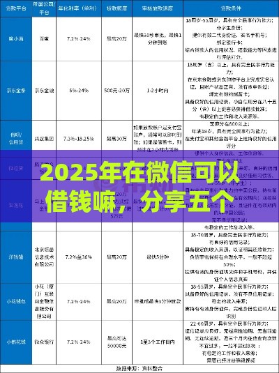 2025年在微信可以借钱嘛，分享五个最新网络小额贷款平台