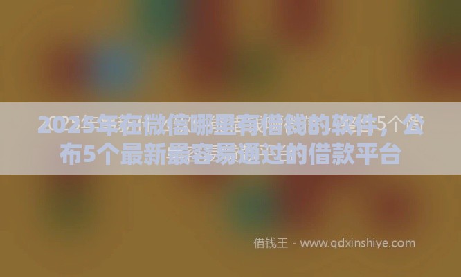 2025年在微信哪里有借钱的软件，公布5个最新最容易通过的借款平台