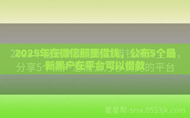 2025年在微信那里借钱，公布5个最新黑户在平台可以借款