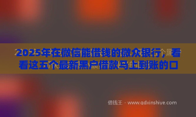 2025年在微信能借钱的微众银行，看看这五个最新黑户借款马上到账的口子