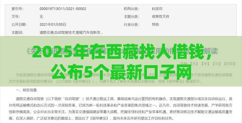 2025年在西藏找人借钱，公布5个最新口子网