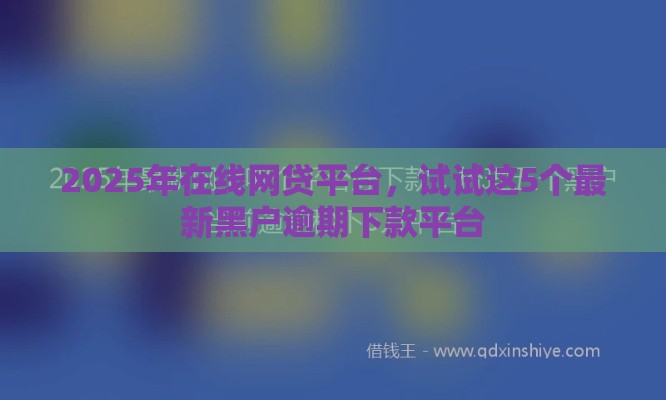 2025年在线网贷平台，试试这5个最新黑户逾期下款平台