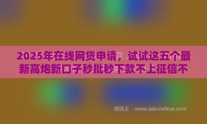 2025年在线网贷申请，试试这五个最新高炮新口子秒批秒下款不上征信不用还