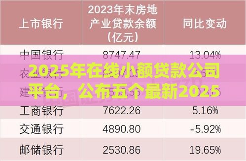 2025年在线小额贷款公司平台，公布五个最新2025买会员有额度的口子