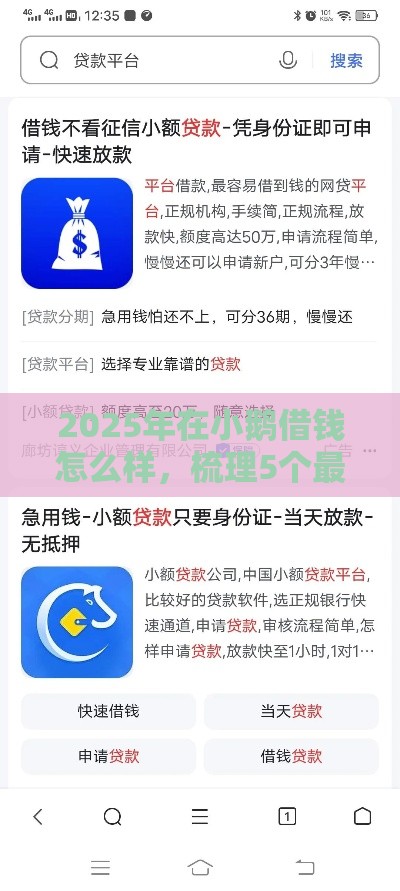 2025年在小鹅借钱怎么样，梳理5个最新安全的贷款平台