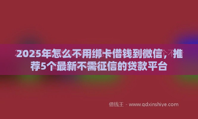 2025年怎么不用绑卡借钱到微信，推荐5个最新不需征信的贷款平台