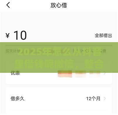 2025年怎么从抖音里借钱呢微信，整合五个最新大老黑能下款的口子