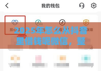 2025年怎么从抖音里借钱呢微信，整合五个最新大老黑能下款的口子