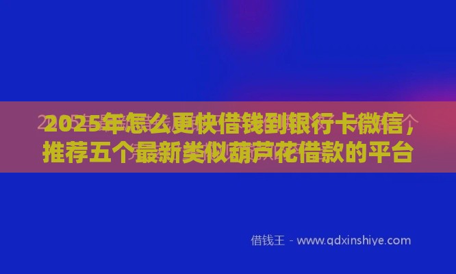 2025年怎么更快借钱到银行卡微信,推荐五个最新类似葫芦花借款的平台 2025年怎么更快借钱到银行卡微信,推荐五个最新类似葫芦花借款的平台