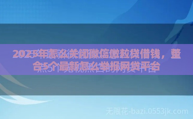 2025年怎么关闭微信微粒贷借钱，整合5个最新怎么举报网贷平台