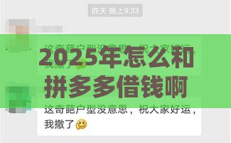 2025年怎么和拼多多借钱啊，梳理5个最新还有平台可以借钱