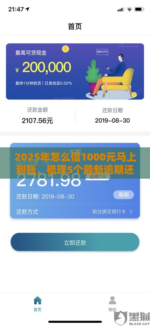 2025年怎么借1000元马上到账，梳理5个最新逾期还可以贷款的平台