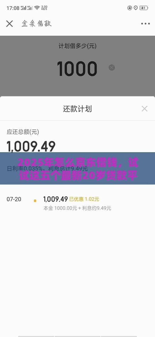2025年怎么京东借钱，试试这五个最新20岁贷款平台