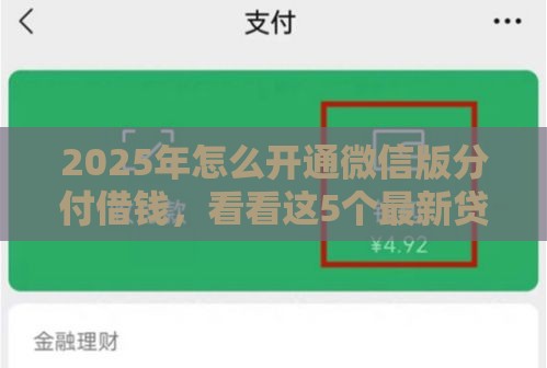 2025年怎么开通微信版分付借钱，看看这5个最新贷款平台不看征信