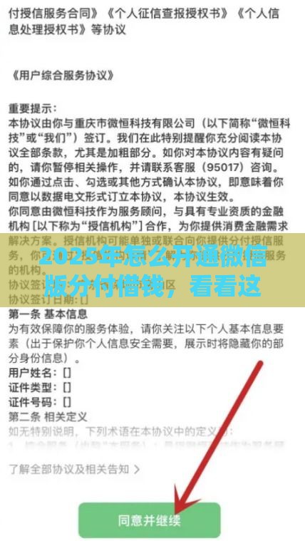 2025年怎么开通微信版分付借钱，看看这5个最新贷款平台不看征信